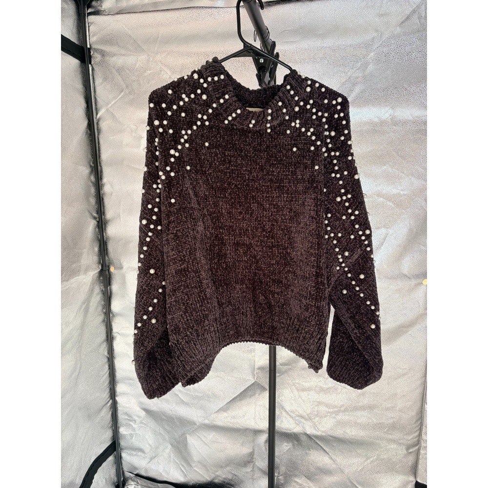 POL Black and Pearl Relaxed Fit Sweater Sz S 0063